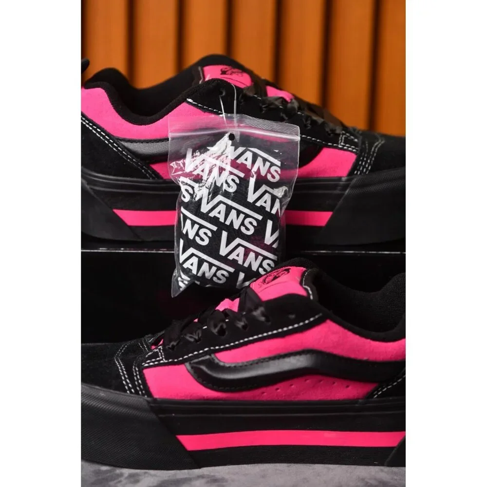 New! Size: 7.5 Women | VANS Knu Skate Platform Stacked | Black/Pink Satin - Picture 16 of 16